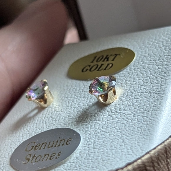 10k gold Mystic quartz earrings with appraisal - Picture 7 of 7